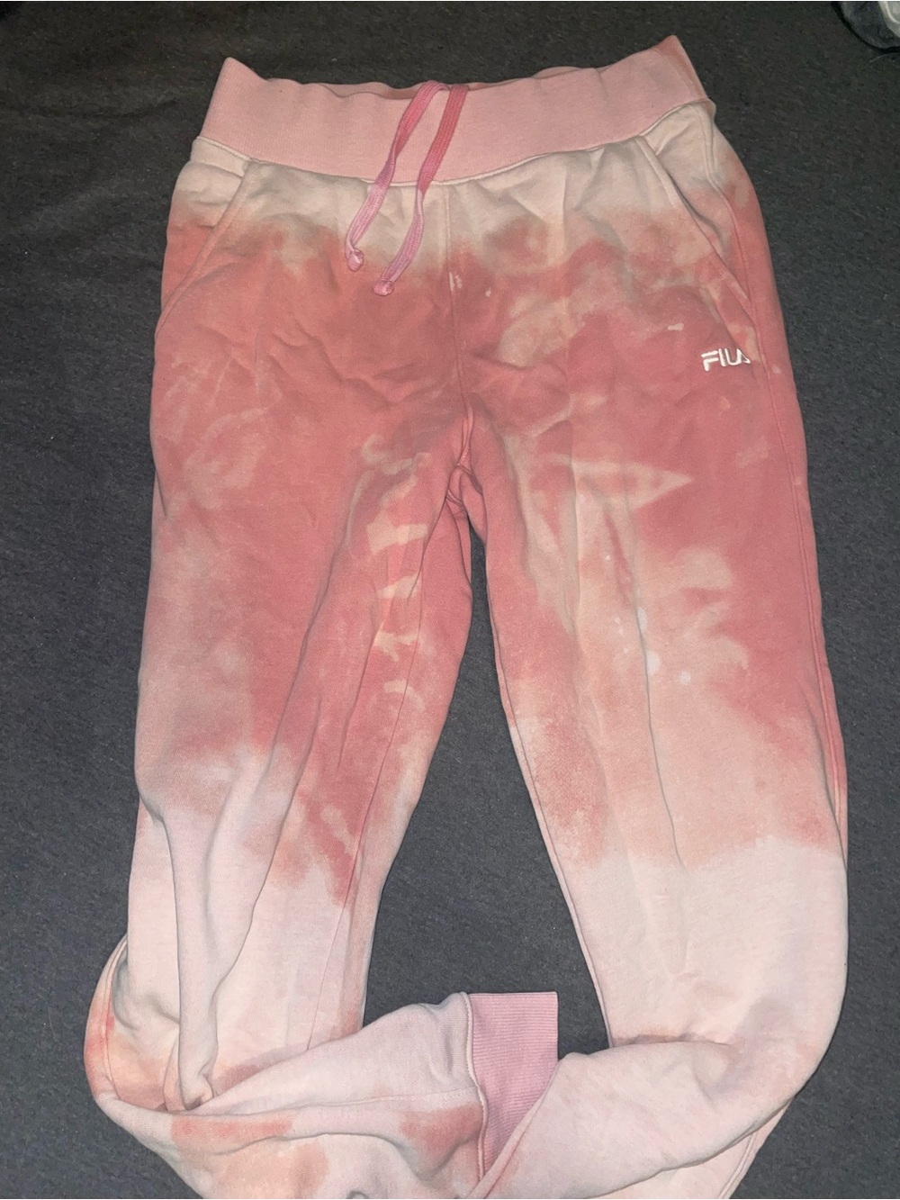 FILA Pink bleach Tie-Dye Jogger Sweatpants size small